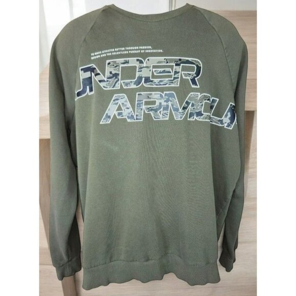 Under Armour Loose Fit Olive Green Crewneck Sweatshirt Large - Picture 1 of 8